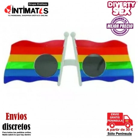 Gafas de sol bandera con los colores emblemáticos de la bandera LGTB · Diverty Sex, que puedes adquirir en intimates.es "Tu Personal Shopper Erótico"