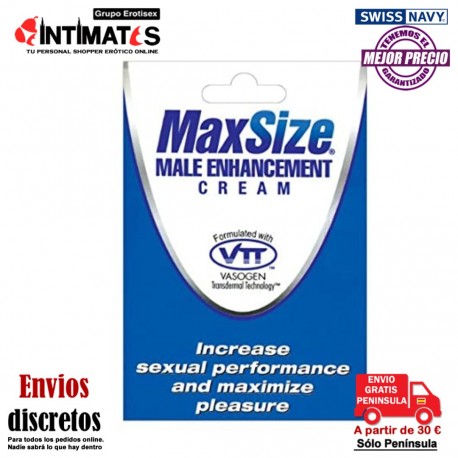 Max Size 4 ml · Crema potenciadora masculina · Swiss Navy , que puedes adquirir en intimates.es "Tu Personal Shopper Erótico"