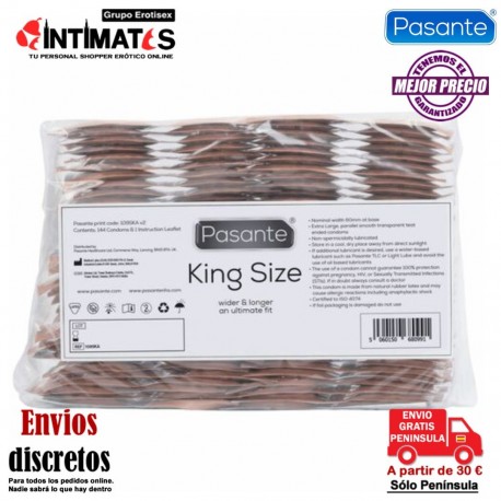 King Size · Preservativos formato más largo y ancho 144u · Pasante, que puedes adquirir en intimates.es "Tu Personal Shopper Erótico"
