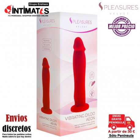 Aeon · Dildo semi realista con vibración · Rojo · S Pleasures Velvet, que puedes adquirir en intimates.es "Tu Personal Shopper Erótico"