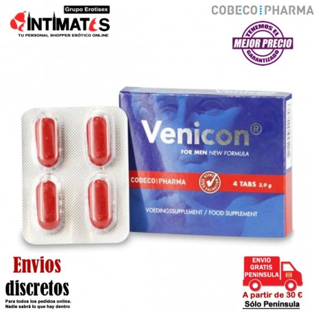 Venicon ♂ 4 tabs · Ayuda a mantener la erección · Cobeco, que puedes adquirir en intimates.es "Tu Personal Shopper Erótico"