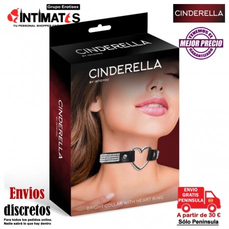 Choker · Collar de cuero vegano con corazón y pedreria · Cinderella, que puedes adquirir en intimates.es "Tu Personal Shopper Erótico"