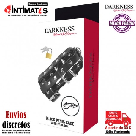 Black Penis Cage · Jaula de castidad de cuero · Darkness, que puedes adquirir en intimates.es "Tu Personal Shopper Erótico"