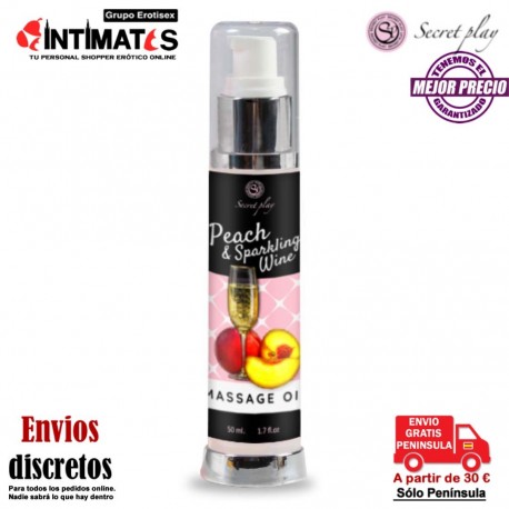 Melocotón y Cava · Aceite de masaje · Secret Play, que puedes adquirir en intimates.es "Tu Personal Shopper Erótico"
