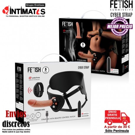 Arnés con consolador 175mm y bala control remoto Watchme · Cyber Strap , que puedes adquirir en intimates.es "Tu Personal Shopper Erótico"