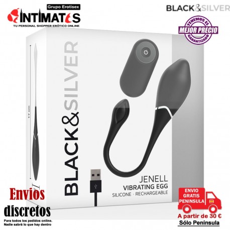 Jenell · Huevo vibrador con control remoto · Black&Silver , que puedes adquirir en intimates.es "Tu Personal Shopper Erótico"