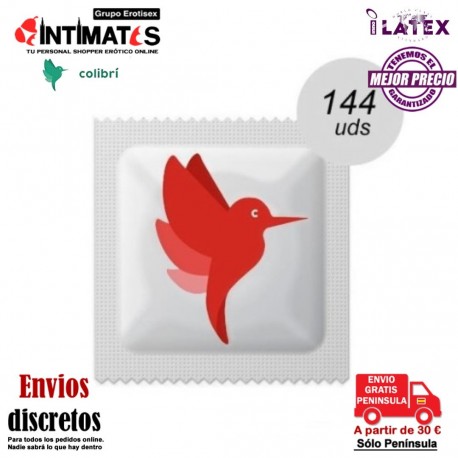 Colibrí fresa 144u. · Condón natural extra lubricado · Innolatex, que puedes adquirir en intimates.es "Tu Personal Shopper Erótico"