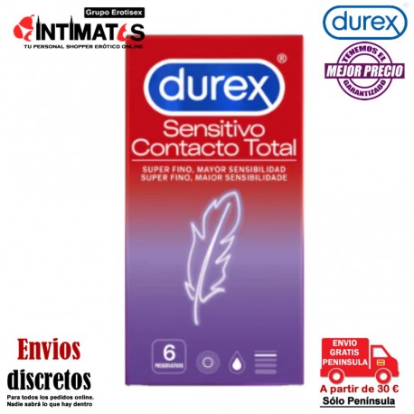 Sensitivo Contacto Total · Preservativos ultra finos con forma clásica - 6u · Durex , que puedes adquirir en intimates.es "Tu Personal Shopper Erótico"