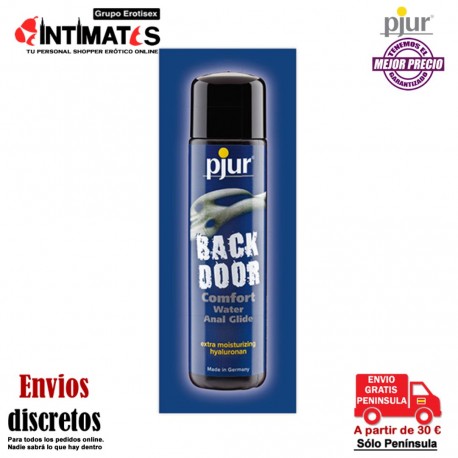 Back Door Comfort Anal Glide 2 ml · Lubricante base agua · Pjur, que puedes adquirir en intimates.es "Tu Personal Shopper Erótico"