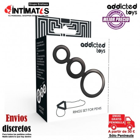 Rings set for penis · Anillos de placer para el pene · Addicted toys, que puedes adquirir en intimates.es "Tu Personal Shopper Erótico"