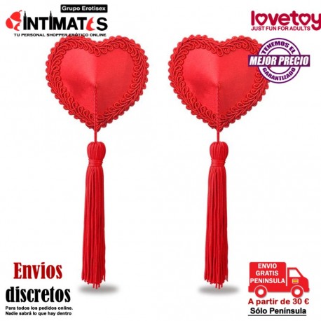 Pezoneras reutilizables con borlas en forma de corazón · Lovetoy, que puedes adquirir en intimates.es "Tu Personal Shopper Erótico"