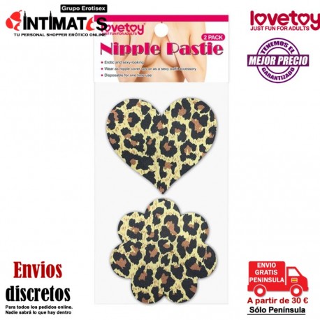 Pezoneras autoadhesivas con forma de flor y corazón - Leopardo · Lovetoy, que puedes adquirir en intimates.es "Tu Personal Shopper Erótico"