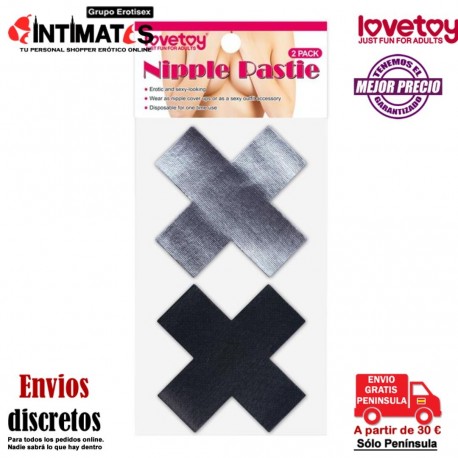 Pezoneras autoadhesivas con forma de cruz · Lovetoy, que puedes adquirir en intimates.es "Tu Personal Shopper Erótico"