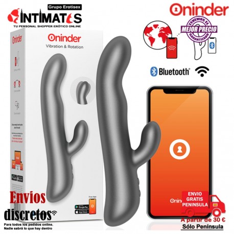 Rabbit & Rotation · Vibrador conejito con App - Negro · Oninder, que puedes adquirir en intimates.es "Tu Personal Shopper Erótico"