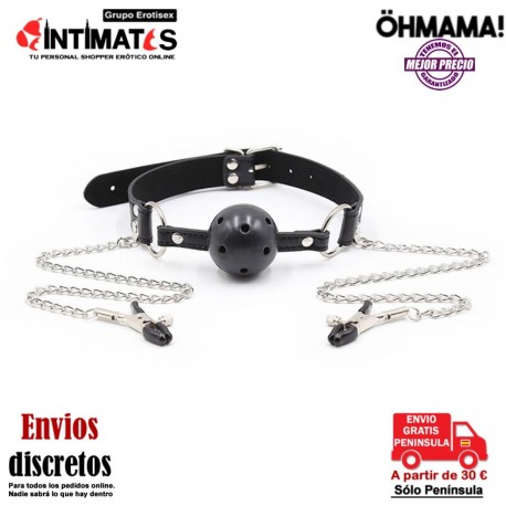 Mordaza de bola y pinzas para los pezones · ÖhMama, que puedes adquirir en intimates.es "Tu Personal Shopper Erótico"