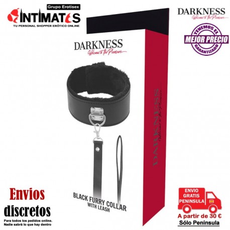 Black Furry Collar · Collar forrado con cadena · Darkness, que puedes adquirir en intimates.es "Tu Personal Shopper Erótico"