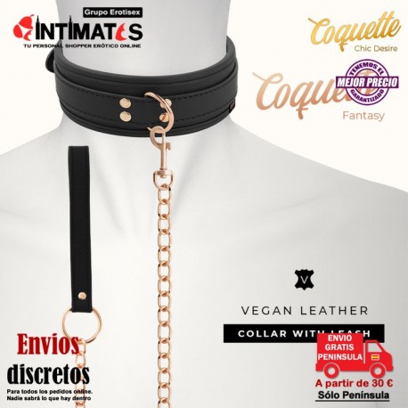 Collar de cuero vegano con cadena · Coquette Fantasy, que puedes adquirir en intimates.es "Tu Personal Shopper Erótico"