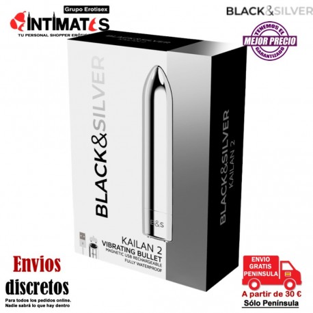 Kailan 2 - Silver · Bala vibradora · Black&Silver, que puedes adquirir en intimates.es "Tu Personal Shopper Erótico"