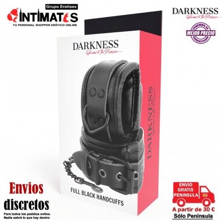Full Black HandCuffs · Esposas ajustables de cuero para muñecas · Darkness, que puedes adquirir en intimates.es "Tu Personal Shopper Erótico"