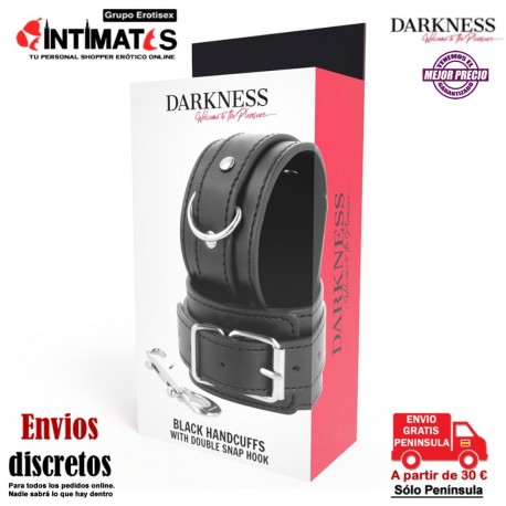 Black HandCuffs · Esposas ajustables de cuero para muñecas · Darkness, que puedes adquirir en intimates.es "Tu Personal Shopper Erótico"