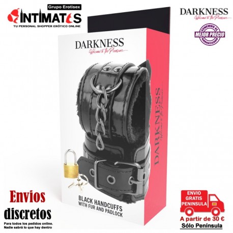 Black Hand Cuffs · Esposas ajustables para muñecas con candado · Darkness