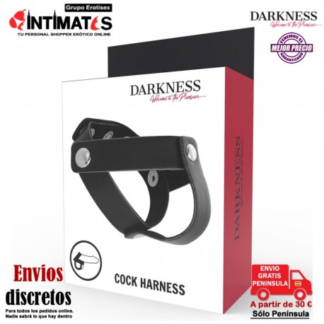 Cock Harness · Anilla de piel para el pene y testículos · Darkness, que puedes adquirir en intimates.es "Tu Personal Shopper Erótico"