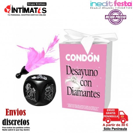 Desayuno con diamantes · Dado, Condón y Pluma · Inedit, que puedes adquirir en intimates.es "Tu Personal Shopper Erótico"