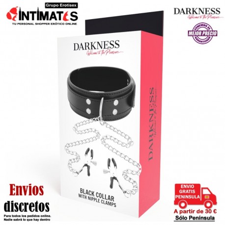 Black Collar · Collar con pinzas para pezones · Darkness, que puedes adquirir en intimates.es "Tu Personal Shopper Erótico"