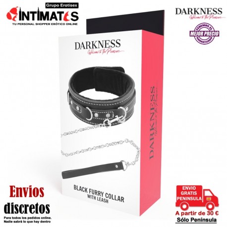 Black Furry Collar · Collar forrado con cadena · Darkness, que puedes adquirir en intimates.es "Tu Personal Shopper Erótico"