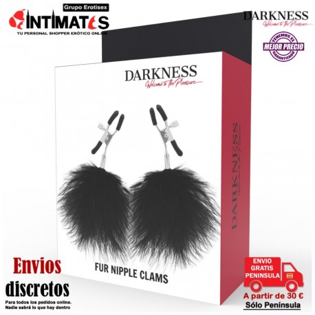Fur Nipple Clams · Pinzas para pezones con pompones · Darkness, que puedes adquirir en intimates.es "Tu Personal Shopper Erótico"