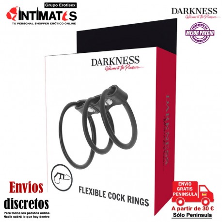 Cock Rings Set · Anillas fléxibles para pene y testículos · Darkness, que puedes adquirir en intimates.es "Tu Personal Shopper Erótico"