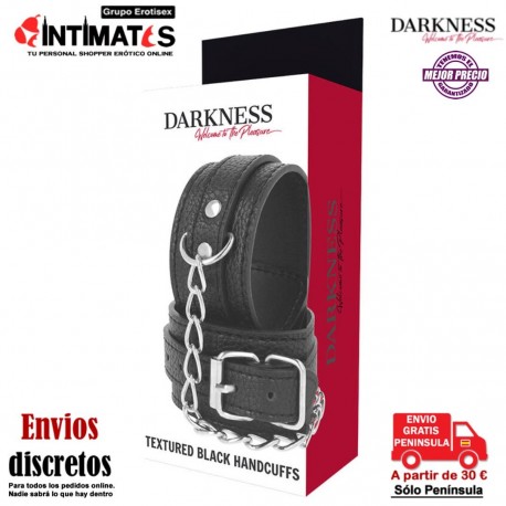 Textured Black HandCuffs · Esposas ajustables para muñecas · Darkness, que puedes adquirir en intimates.es "Tu Personal Shopper Erótico"