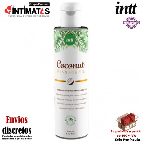 Coconut · Aceite de masaje 150 ml · Intt, que puedes adquirir en intimates.es "Tu Personal Shopper Erótico"