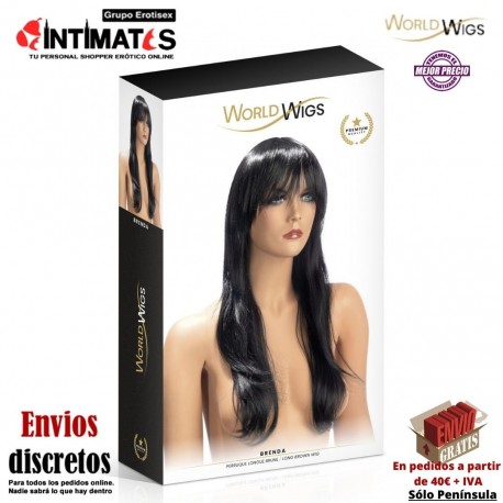 Brenda · Peluca cabello moreno largo y flequillo · WorldWigs, que puedes adquirir en intimates.es "Tu Personal Shopper Erótico"