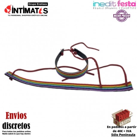Pulsera de cuero con los colores emblemáticos de la bandera LGTB · Diverty Sex, que puedes adquirir en intimates.es "Tu Personal Shopper Erótico"