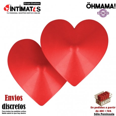 Corazón rojo · Pezoneras adhesivas de metal · ÖhMama, que puedes adquirir en intimates.es "Tu Personal Shopper Erótico"