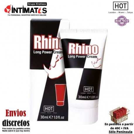 Rhino Long Power · Crema retardante · Hot, que puedes adquirir en intimates.es "Tu Personal Shopper Erótico"