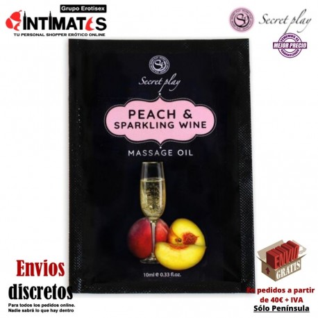 Melocotón y Cava 10ml · Aceite de masaje · Secret Play, que puedes adquirir en intimates.es "Tu Personal Shopper Erótico"