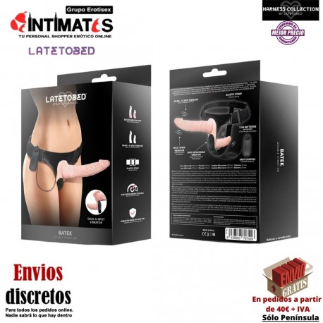 Batek · Arnés con doble dildo, Punto G y Vibración · Latetobed, que puedes adquirir en intimates.es "Tu Personal Shopper Erótico"