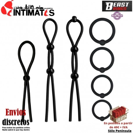 Set de 7 anillos de silicona para el pene · Beast Rings, que puedes adquirir en intimates.es "Tu Personal Shopper Erótico"