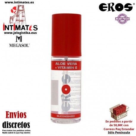 Aloe Vera + Vitamin E · Lubricante silicona 100ml · Eros
