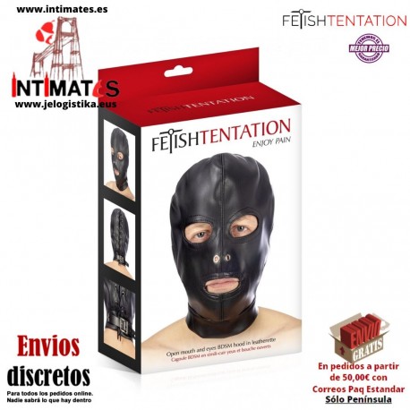 Capucha ajustable con abertura para boca y ojos · Fetish Tentation