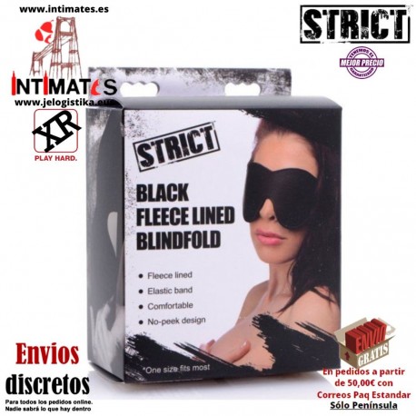 Black Fleece Lined Blinfold · Antifaz de cuero · Strict