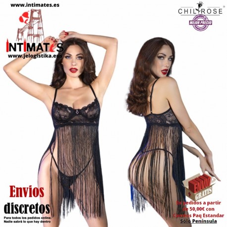 CR-4496 · Picardías de color negro y tanga · Chilirose