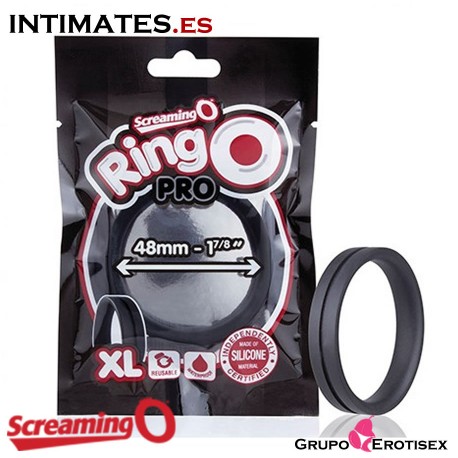 RingO Pro LG 48mm · Anillo de silicona negro · Screaming O