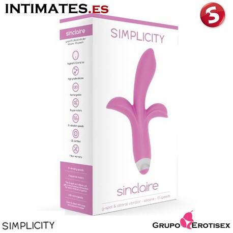 Sinclaire - Rosa · Vibrador de Clítoris y Punto G · Simplicity, que puedes adquirir en intimates.es "Tu Personal Shopper Erótico Online" 