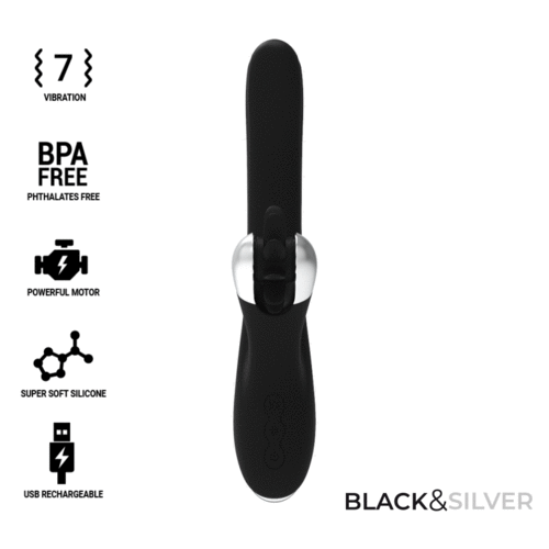 Bunny Storm · Vibrador con estimulador de clítoris · Black&Silver, que puedes adquirir en intimates.es "Tu Personal Shopper Erótico Online"