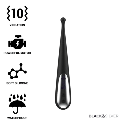 Kenneht · Vibrador con punta redondeada · Black&Silver, que puedes adquirir en intimates.es "Tu Personal Shopper Erótico Online" 