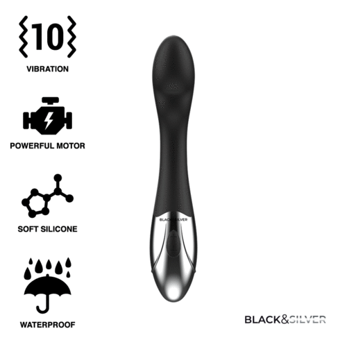 Kilian · Vibrador estimulador recargable · Black&Silver, que puedes adquirir en intimates.es "Tu Personal Shopper Erótico Online"