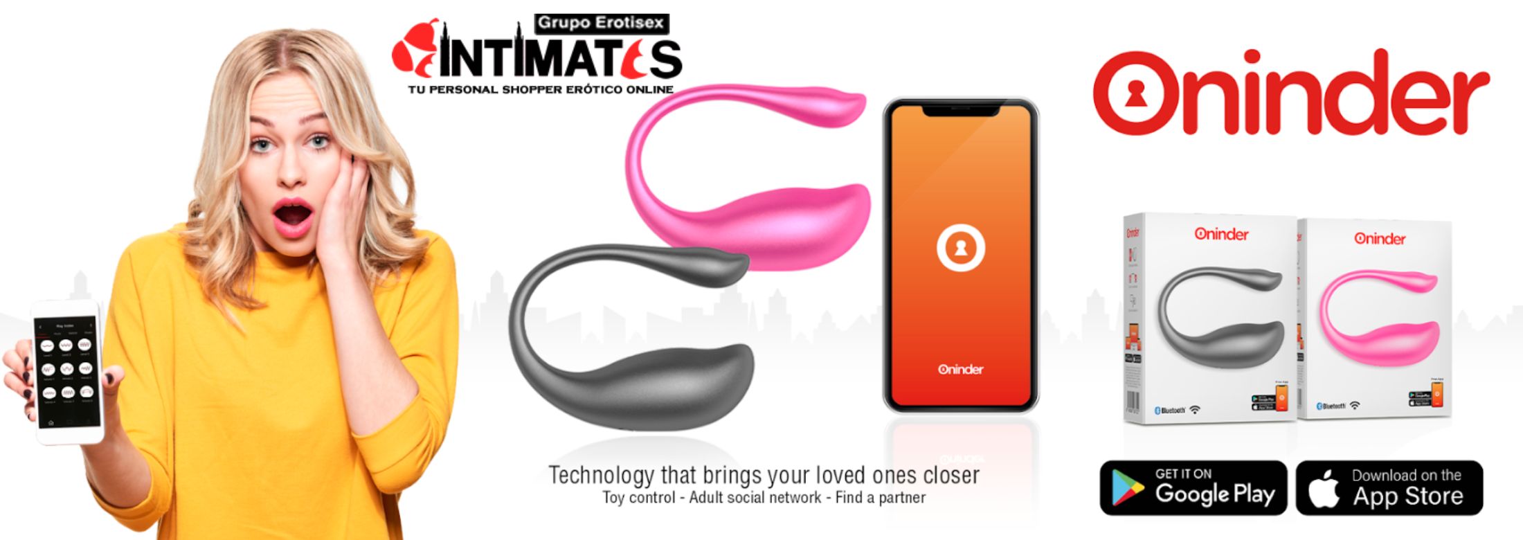 Huevos vibradores con App de Oninder, que puedes adquirir en intimates.es "Tu Personal Shopper Erótico Online"